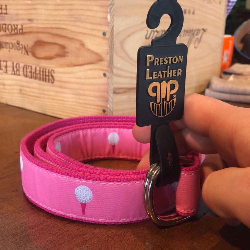 NWT Preston Leather pink golf ball belt